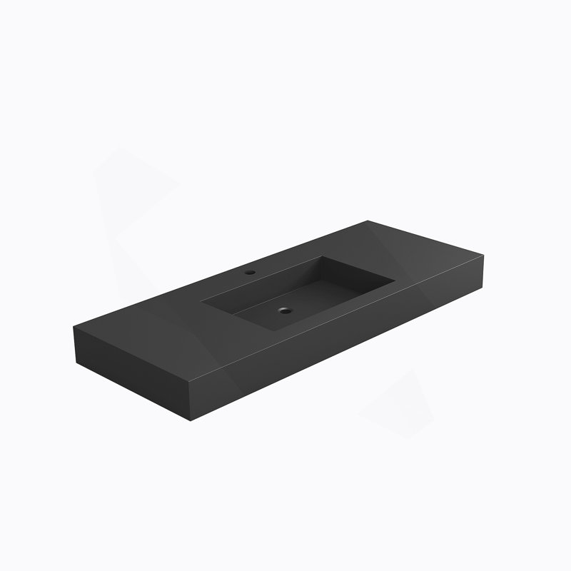 Stone Resin Solid Surface Bathroom Vanity Basin Sink, Matte Gray