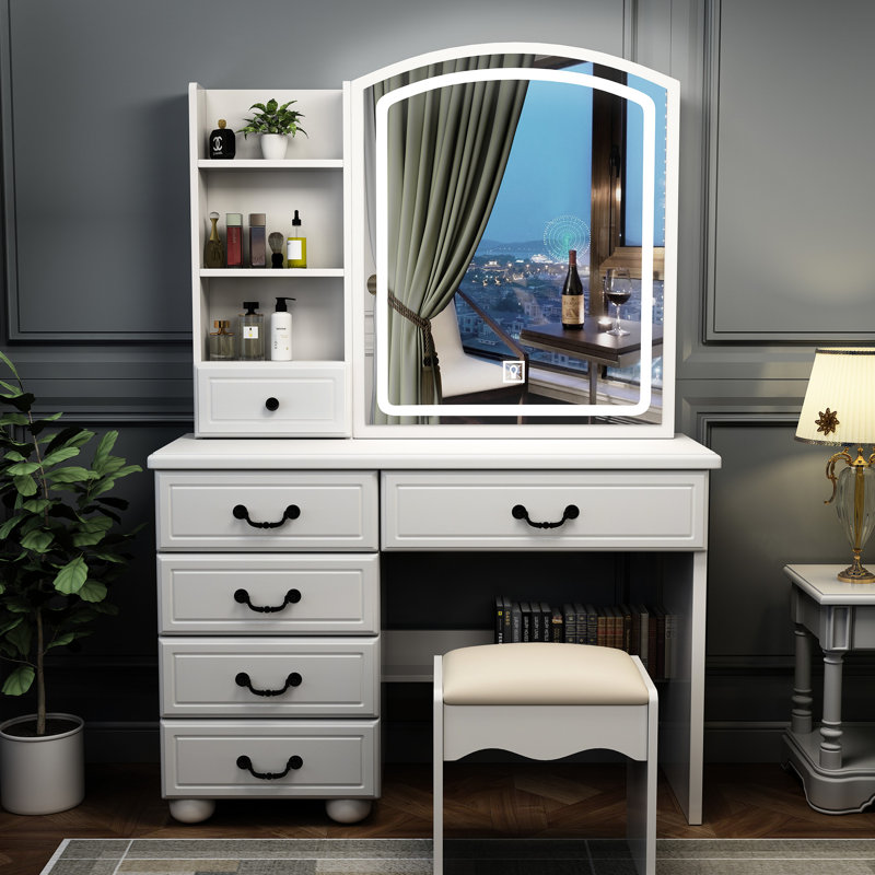 Meuble-lavabo élégant avec lumières et table - 3 options de couleurs