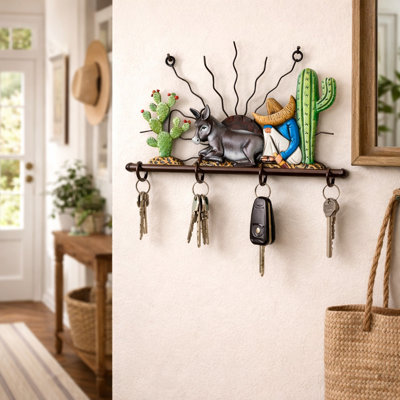 Porte-clés «siesta with Burro» de qualité peint à la main