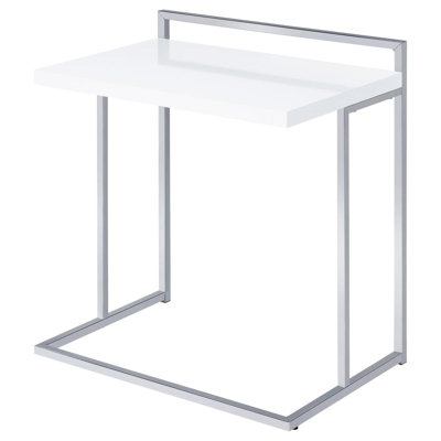 Table à collation rectangulaire blanche ultra brillante avec pieds en métal
