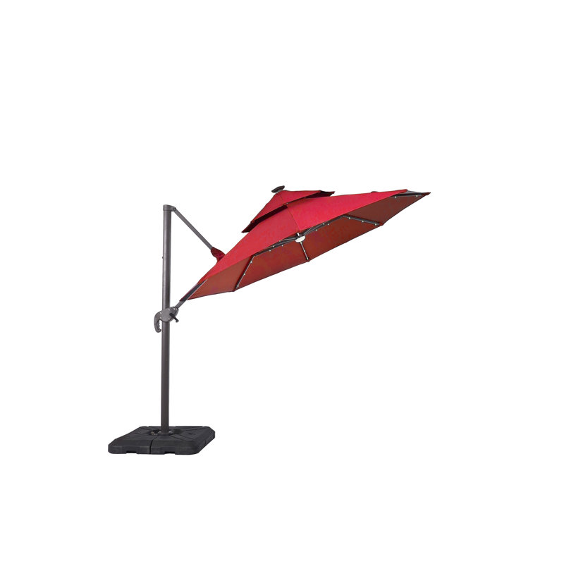 Parasol lumineux en porte-à-faux 9 pi 10 po Stephi, Rouge