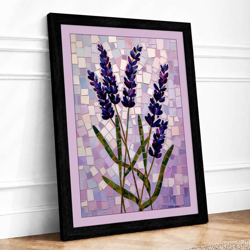Lavender Sprigs Botanical - Framed Print, A1 - 84.1 x 59.4 cm, Black