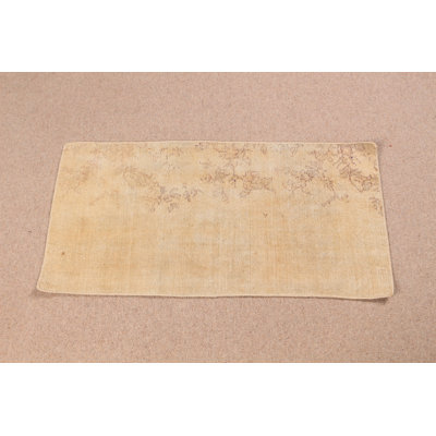 Vintage Turkish Wool Rug Perfect For Small Spaces In Beige With Elegant And Timeless Design