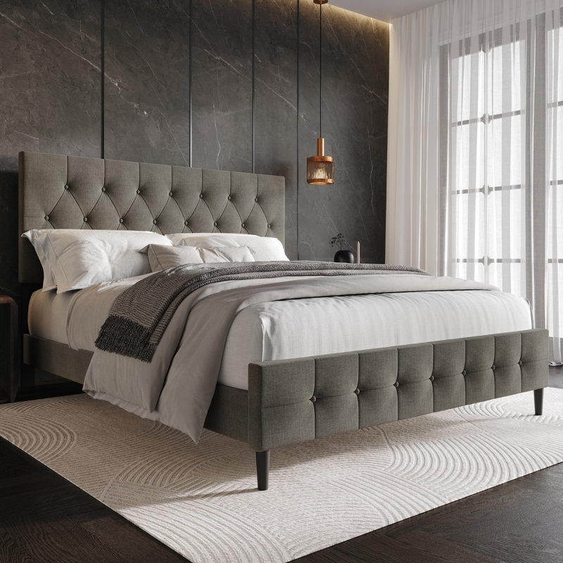 Medardus Upholstered Platform Bed, Twin, Gray