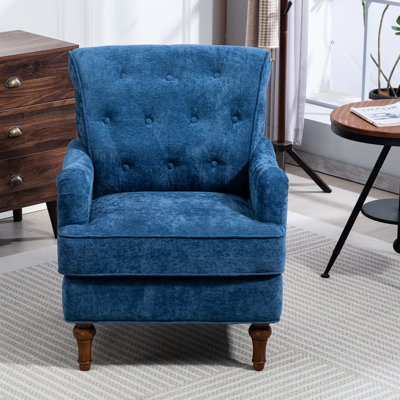 Fauteuil de salon bleu, revêtement doux, base solide, dossier ergonomique amovible, aspect élégant