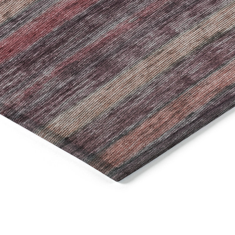 Paprika Stripe Synthetic Washable 3' x 5' Rug
