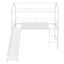 Lit mezzanine en métal avec glissade, lit simple en métal avec planche d'écriture en bois à deux côtés (blanc)-481183306