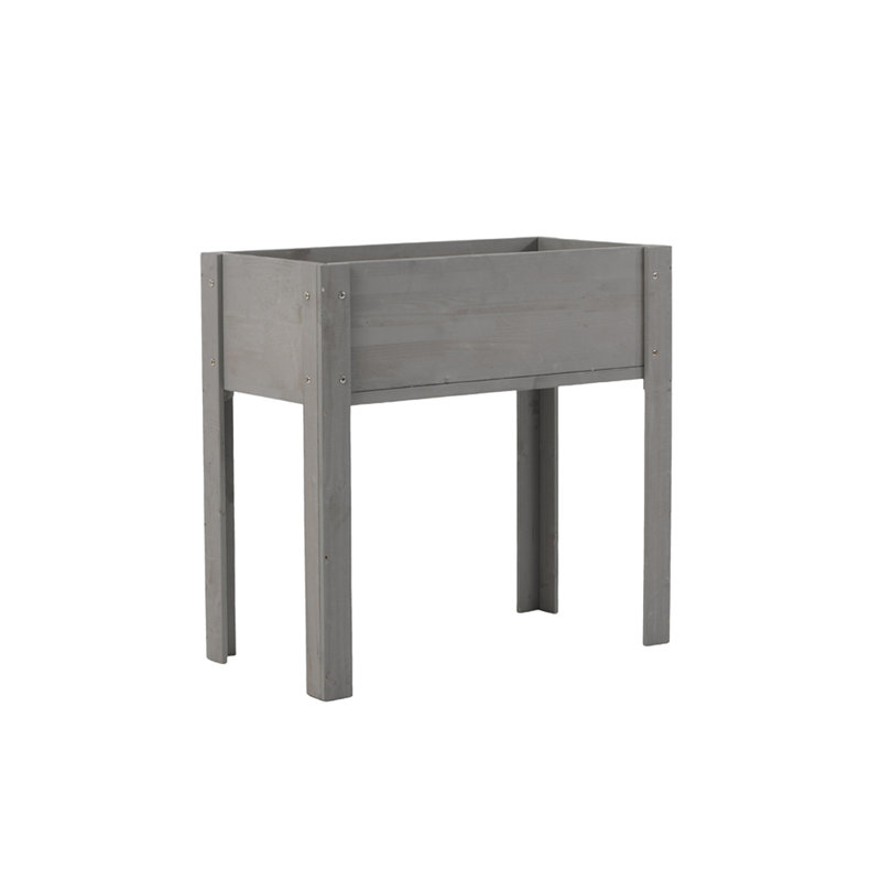 Darral Outdoor Elevated Wooden Planter Box, 31" H x 31" W x 14" D, Gray