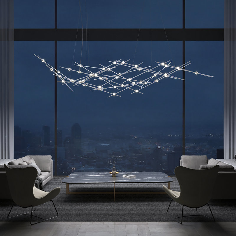 Constellation 44 - Light LED Chandelier, White, 2700K, Satin Brass/White