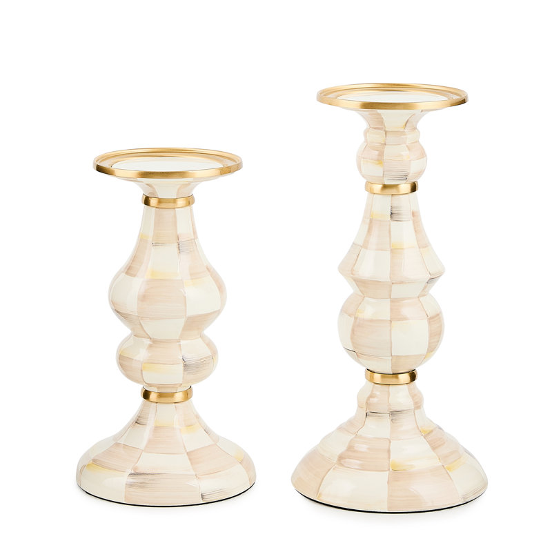 Mocha Check Pillar Candlestick