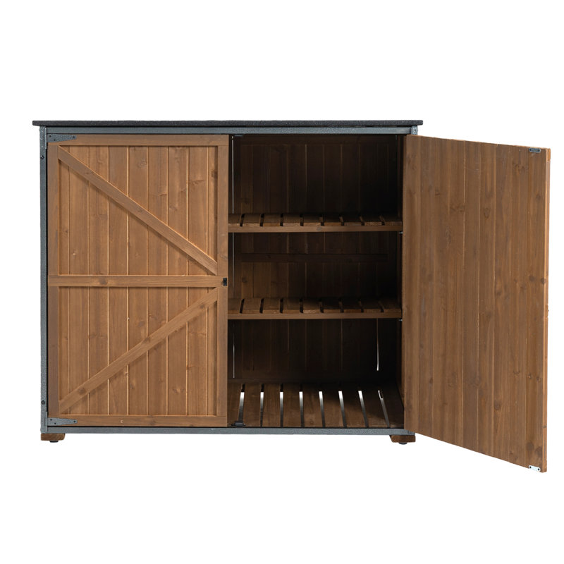 Armoire de rangement extérieure 50,4 pouces avec cadre en métal pour le jardin