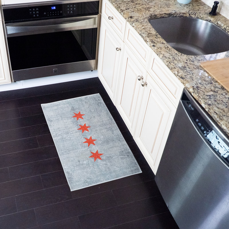 Tapis en coton gris / orange