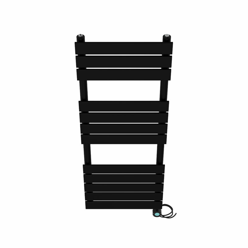 Flat Panel Towel Rail Heated Towel Rails, 120cm H x 45cm W x 6.2cm D, Black