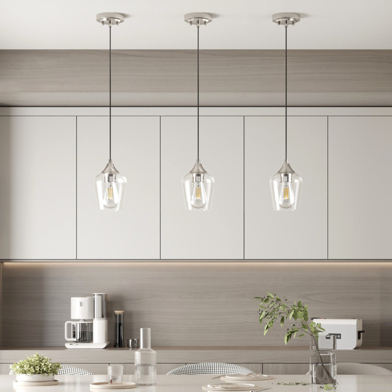 Luminaire suspendu à hauteur réglable, Nickel brossé, 3
