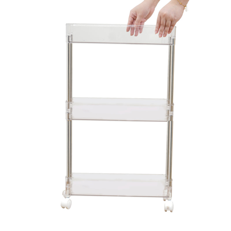 Multi-Tier Rolling Storage Cart with Wheels – 3-Tier Plastic Utility Organizer for Bathroom, Kitchen, Bedroom, Office, Pantry, or Laundry Room, Clear