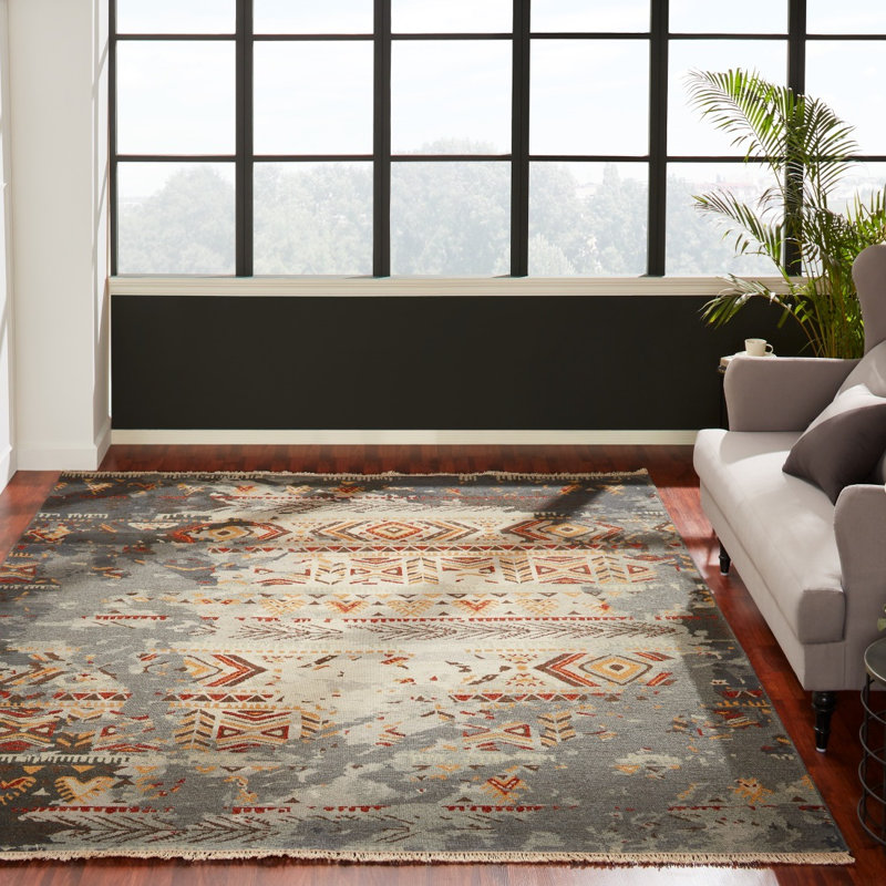 Tapis tissé à la main Matney Stormfire, Rectangle 12 pi x 18 pi