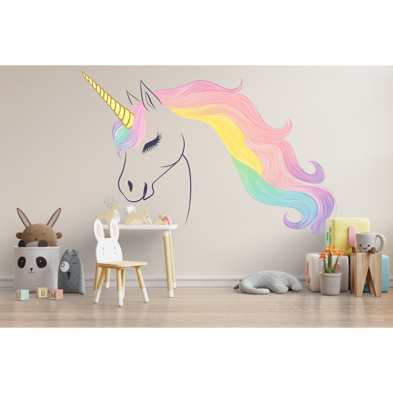 Murale licorne, licorne arc-en-ciel, décoration murale chambre d'enfant, chambre d'enfant, art 217Mv, H 35 po x l 18 po