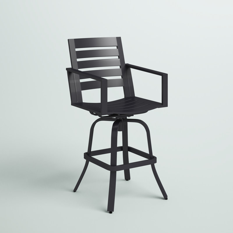 Adelynn Metal Outdoor Stool, Black