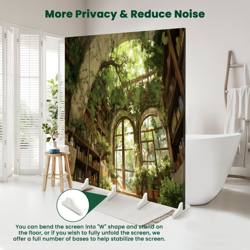 Cloison pliante 4 panneaux paravent Royal Magical Forest, 4, H 71 po x l 64 po x P 1 po