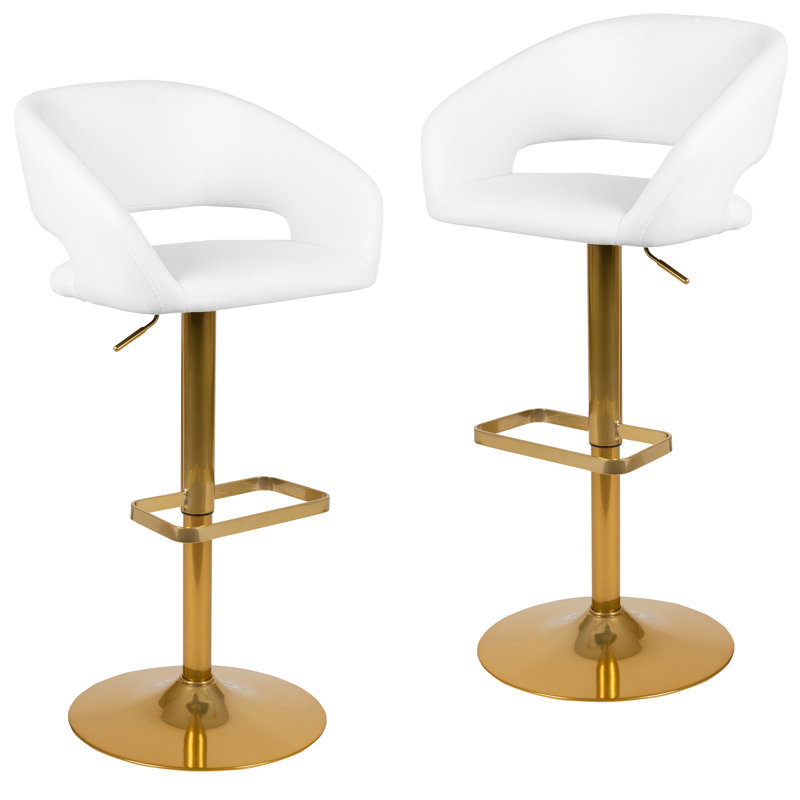 Tabouret de bar Amberlie, Blanc, Or, 2