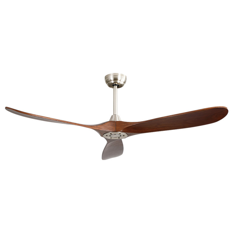 Ventilateur de plafond d'extérieur 60 pouces sans lumière 3 pales en bois massif avec moteur à courant continu et télécommande