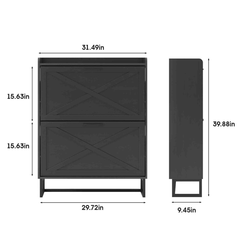 32 Pair Shoe Storage Cabinet, Black