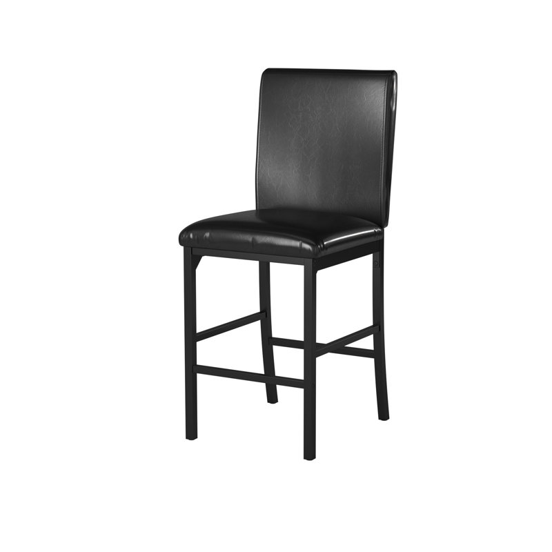 Ensemble de 4 chaises de salle à manger à hauteur de comptoir avec structure en métal, siège en similicuir brun et finition noire