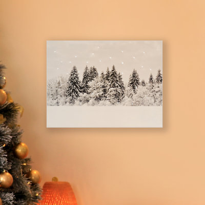 Art mural lumineux à piles - Winter Pines