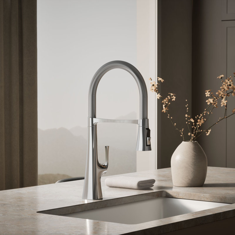 Graze Single Handle Kitchen Faucet with 21-9/16" Spout, Polished Chrome