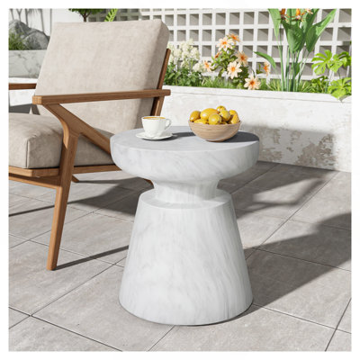 Table d'appoint d'extérieur en travertin Ponti, blanc