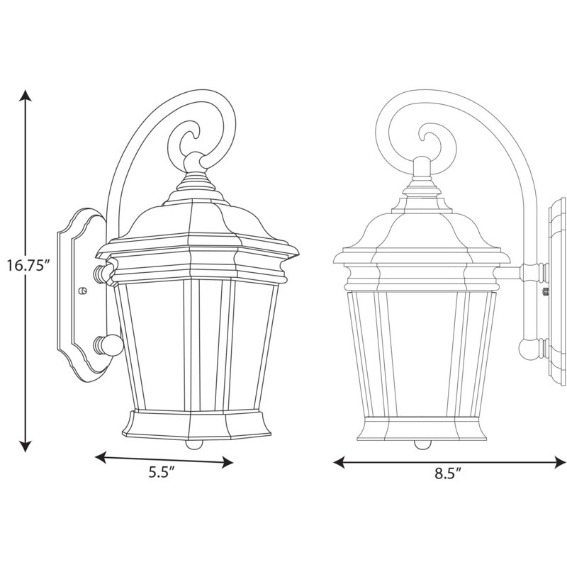 Lanterne murale d'extérieur en verre givré Rawson, H 16,75 po x l 8,5 po x P 11 po, Bronze huilé