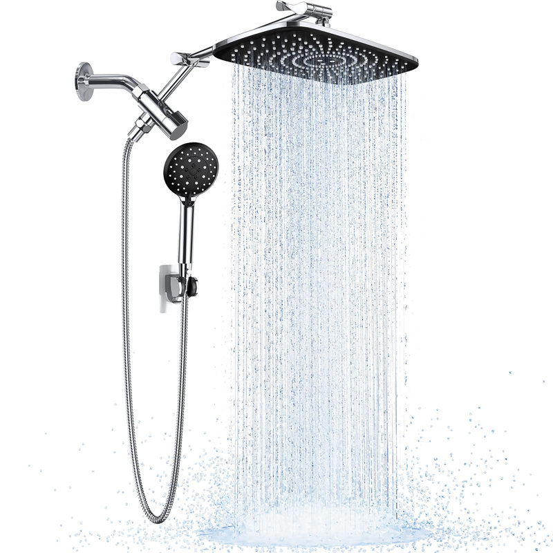 Rain Shower Head and Wide Showerhead Combo, Chrome