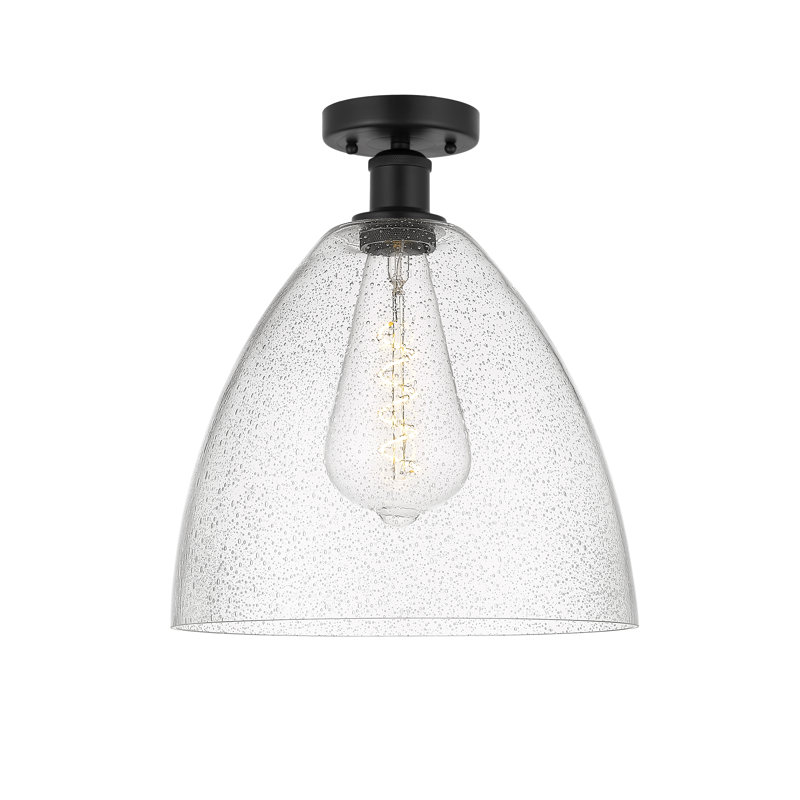 Plafonnier semi-encastré 1 lumière Alleson, Noir mat, H 14,75 po x l 12 po x P 12 po