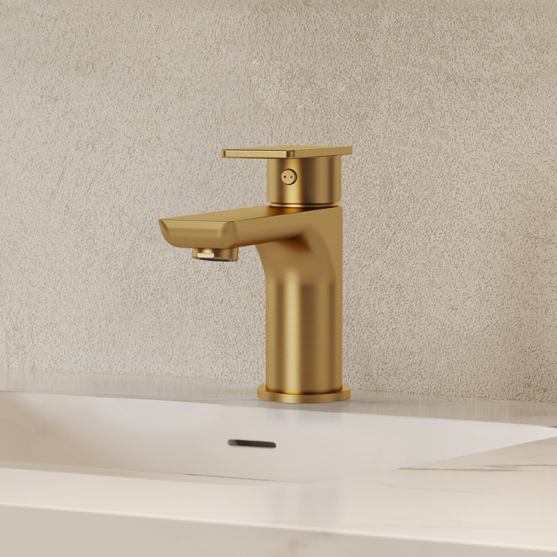  Bathroom Faucet with Drain Assembly, Single Handle Bathroom Sink Faucet , Brushed Gold