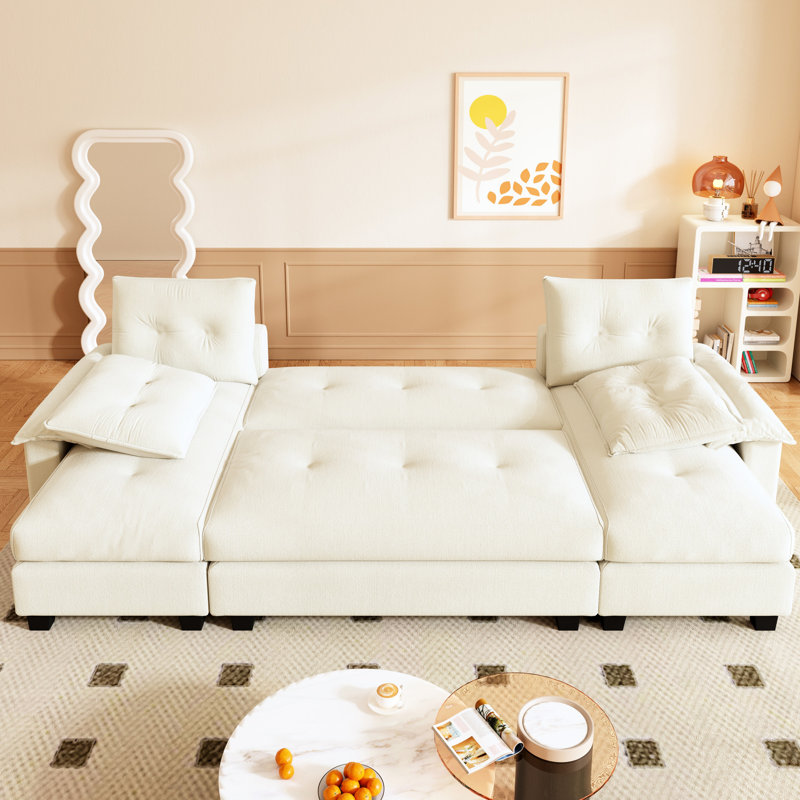 Upholstered 49.45 " Chenille Sleeper Sofa