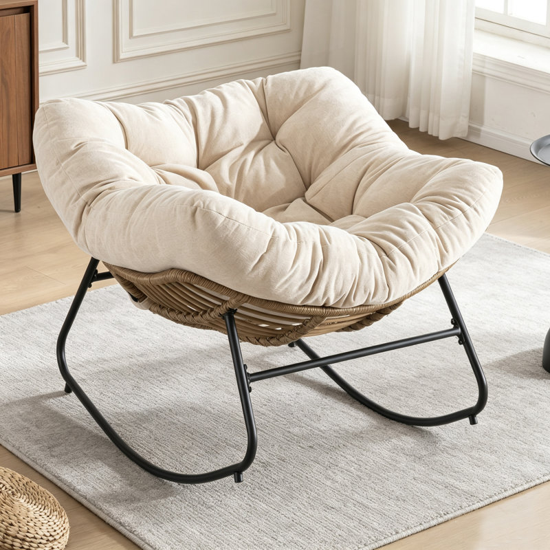 Steel Rocking Chair, Beige