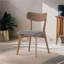 Mid-Century Walnut Finished Frame Upholstered Dining Chairs (Set of 2) (Dark Grey)-54388996