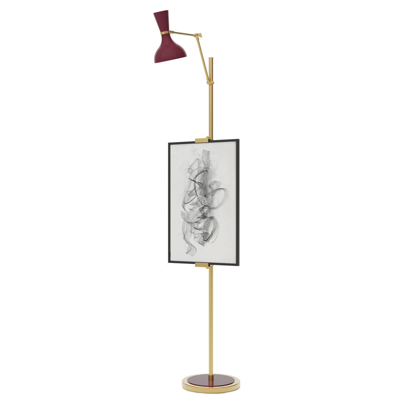 Lampe sur pied Clare, Laiton moderne, Prune confite