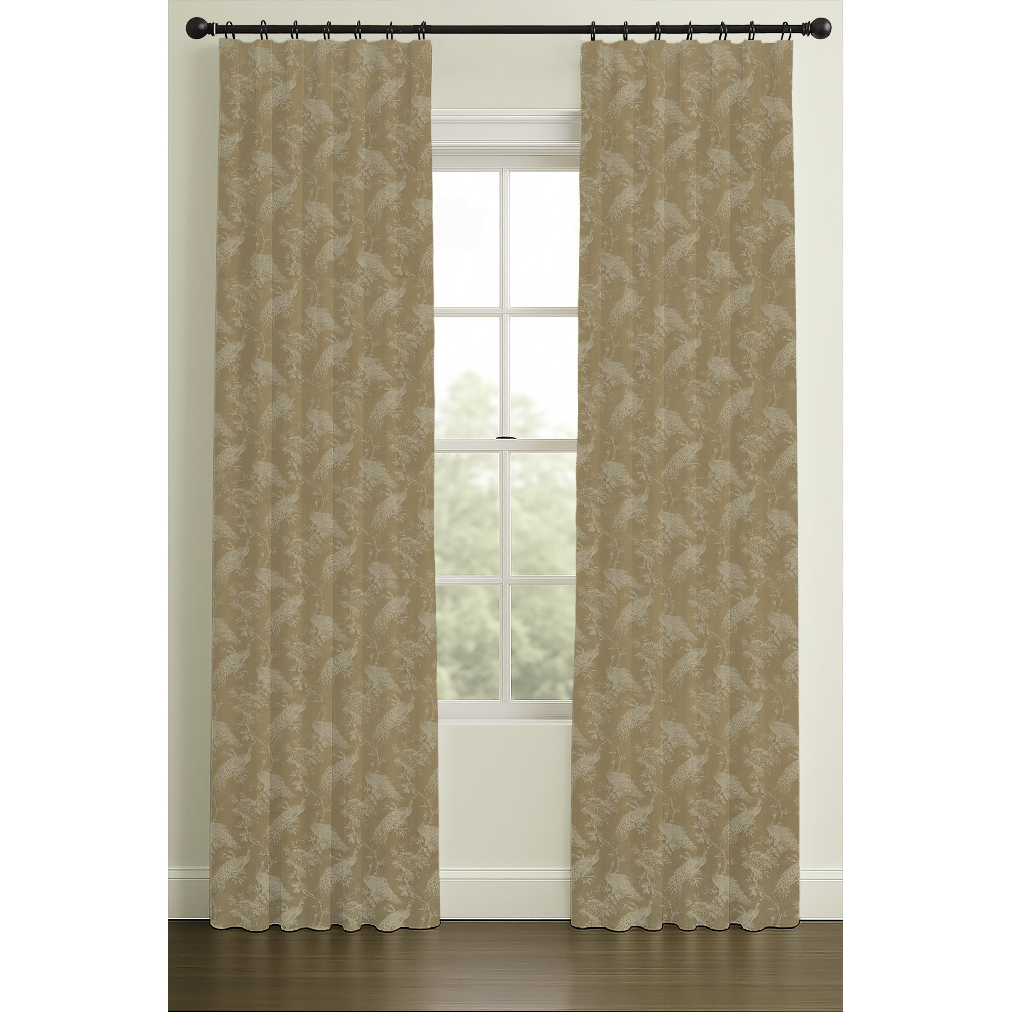 120" Rod Pocket/Back Tab Single Lining Jacquard Morris Parchment, Rod Pocket, Blackout, 50" W x 84" L
