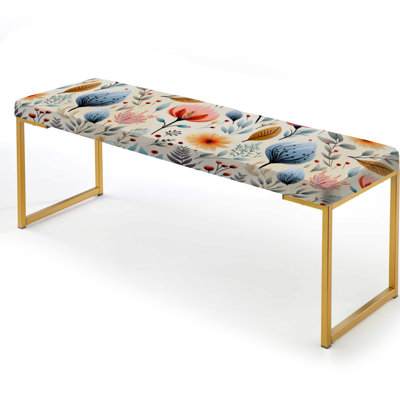 Doux accents de fleurs pastels - banc rembourré or Boho