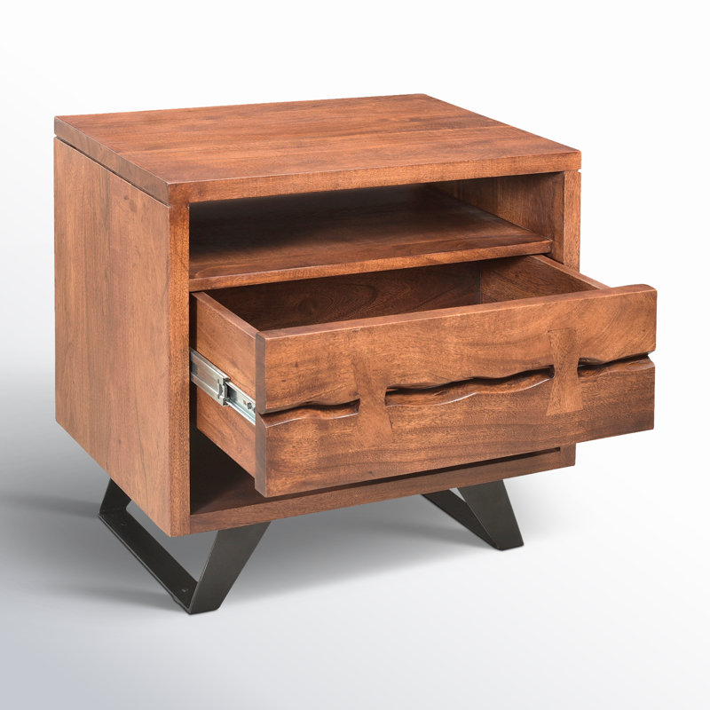 Madagascar 1 - Drawer Solid Wood Nightstand, Brown
