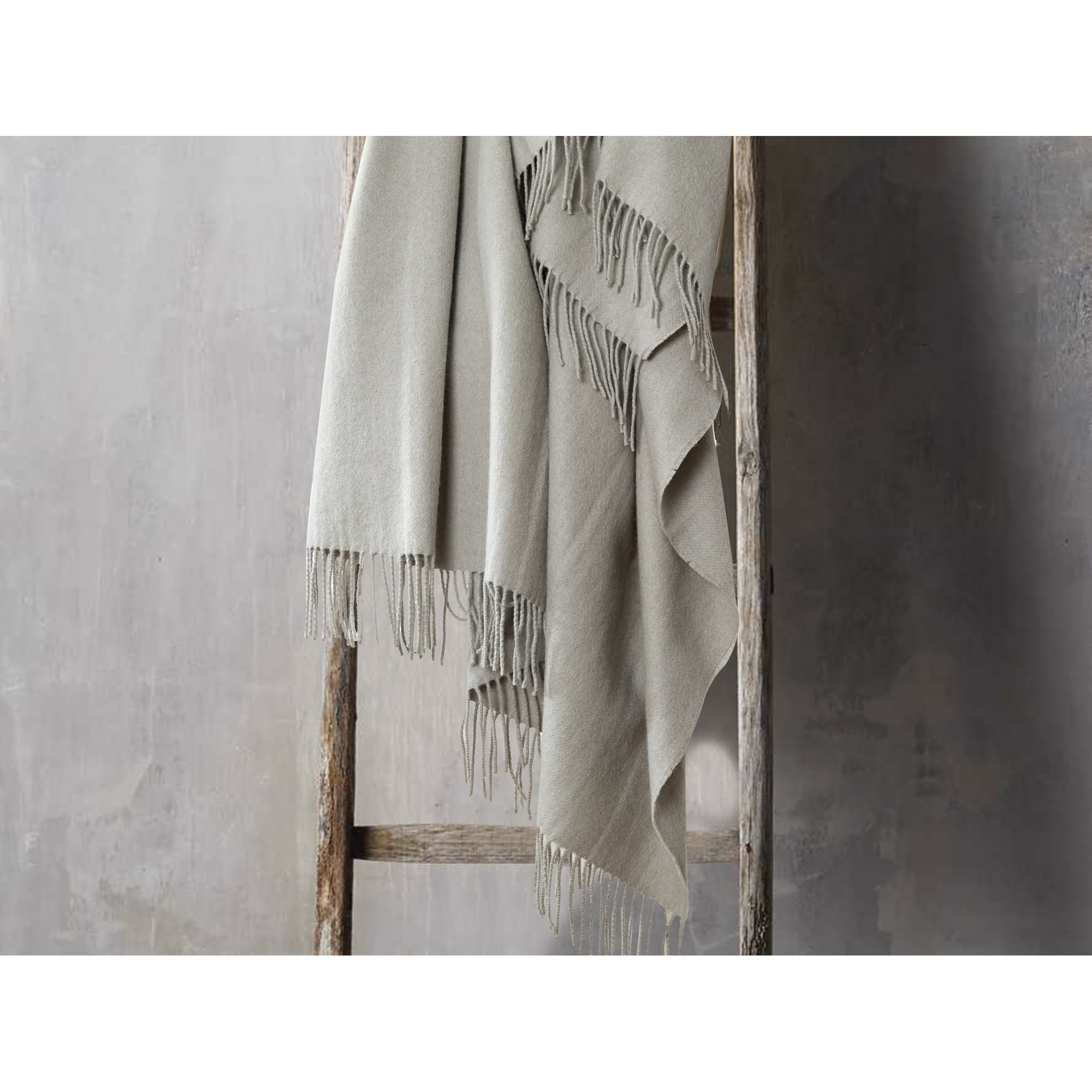 Campera Merino Wool Plain Weave / Muslin Throw Blanket, Gray