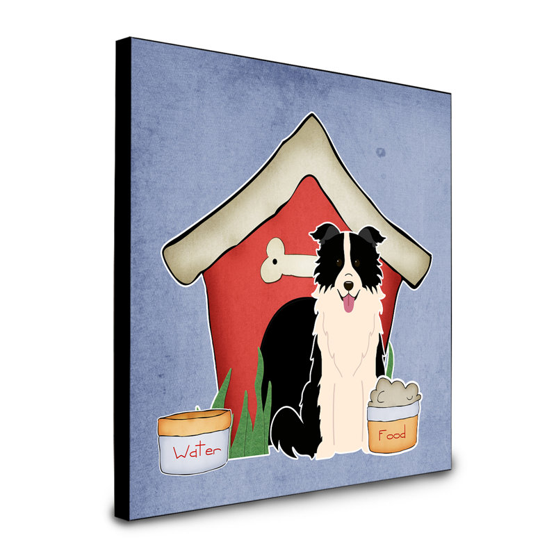 Panneau mural d’art collection dog house Scarvinia, Noir / blanc colley