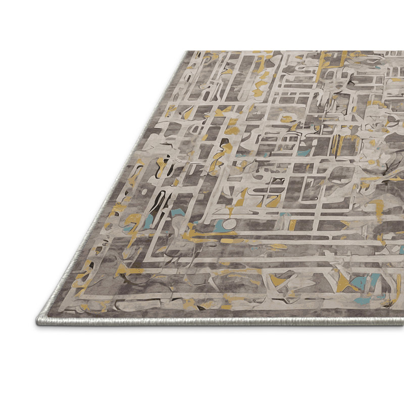 Tapis beige soyeux et moelleux, Round 5'