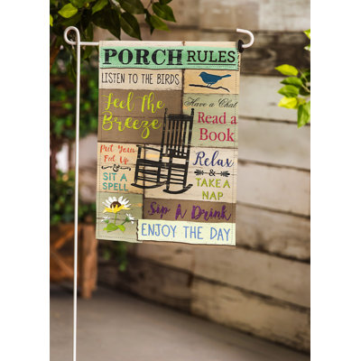 Drapeau de jardin en suède à double face Porch Rules