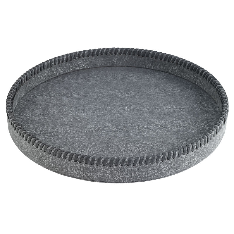 Whipstitch Vinyl Decorative Tray, Pewter