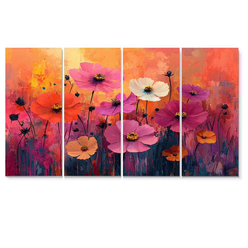 Comstock - art mural fleurs sauvages - ensemble d'art mural traditionnel 4 pièces, H 28 po x l 48 po