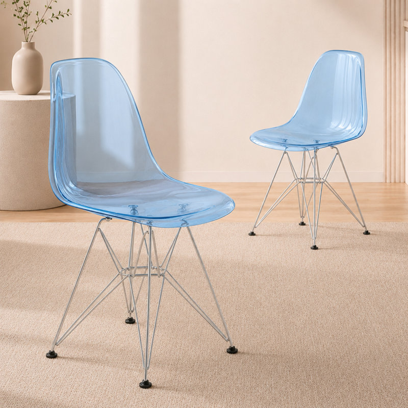 Chaise de salle à manger Northfleet, Ensemble de 2, Doré, Bleu transparent