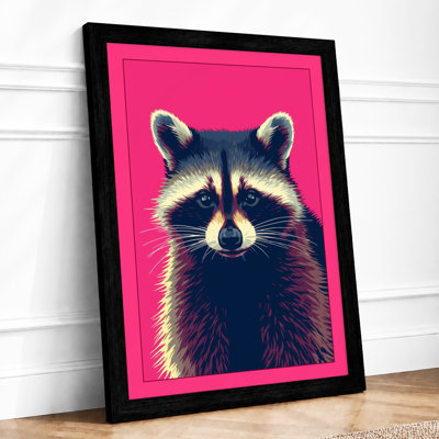 Raccoon Portrait Modern - Framed Print