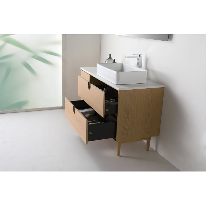 Portree 47" W Single Vanity, Walnut/Black